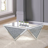 Noralie - 38" Square Coffee Table - Mirrored & Faux Diamonds