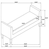 Hollis - Upholstered Accent Bench With Armrests Seating - Vanilla White