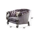 Versailles - Chair With 2 Pillows - Velvet & Antique Platinum