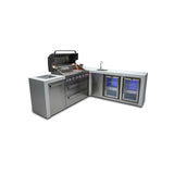 Mont Alpi Deluxe Series 8 Ft L-Shaped Propane Outdoor Kitchen Island w/ Side Burner, Beverage Center & Fridge - MAi805-D90BEVFC