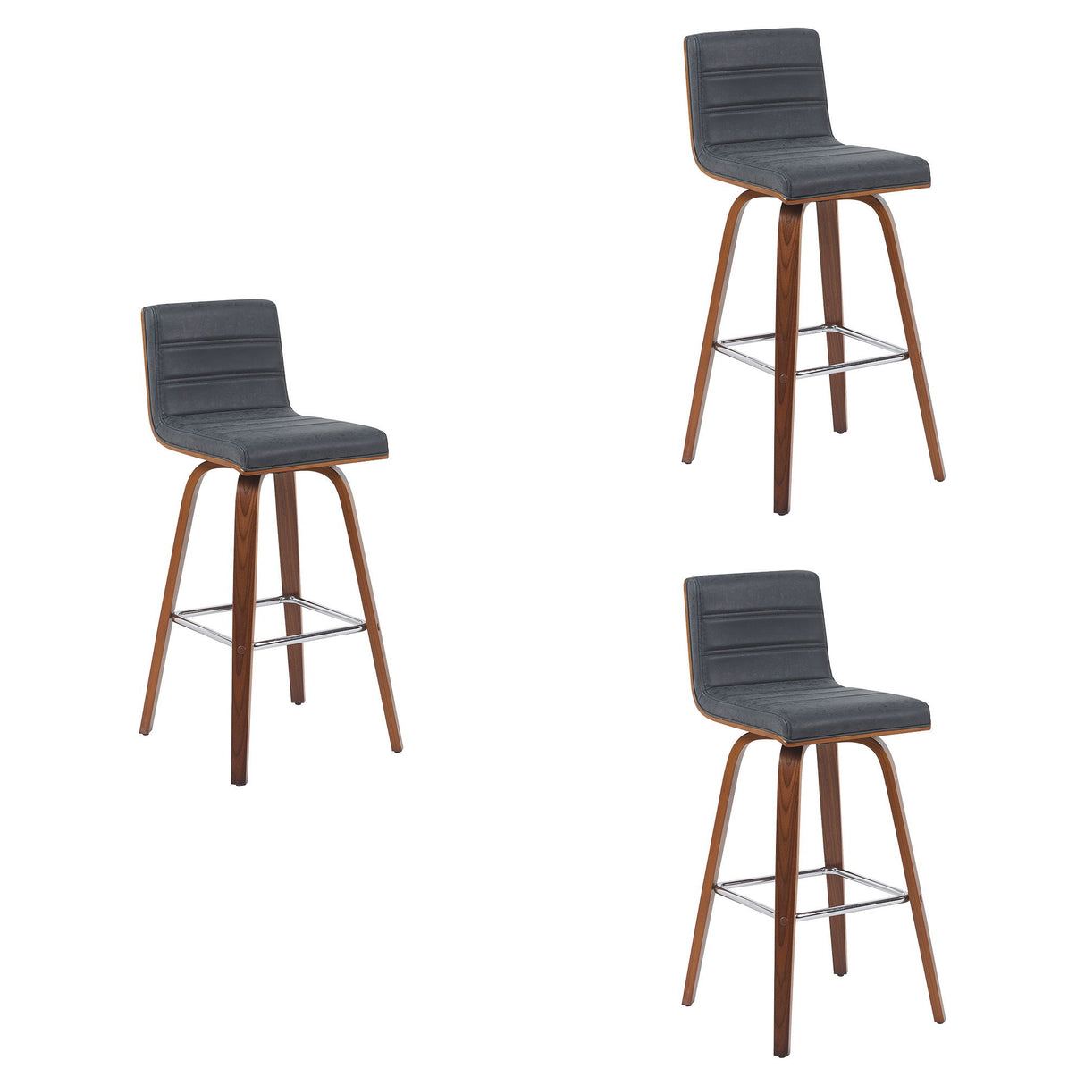 Vienna - Modern Swivel Bar Height Stool - Walnut Finished Wood Frame