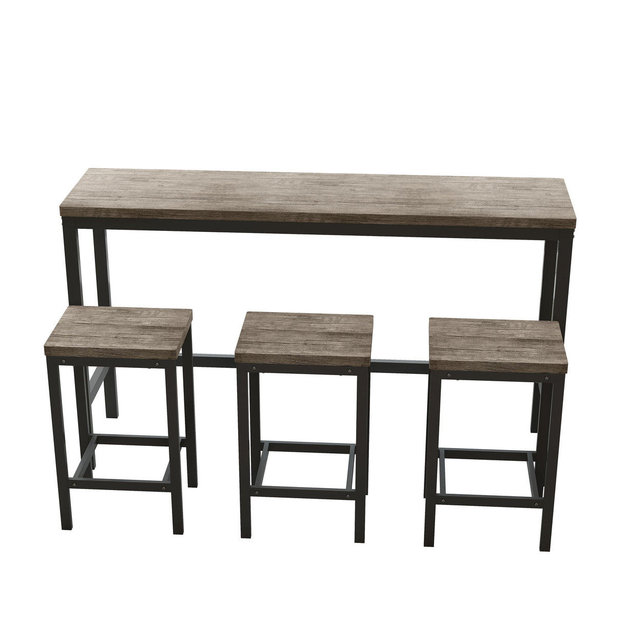 Modern Design Long Dining Table Set With 3 Stools