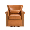Swivel Accent Chair With Rolled Arm, Sewn Pillow Back, Nailhead Trim For Living Room