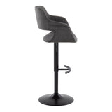 Vintage Flair - Mid-Century Modern Adjustable Swivel Barstool (Set of 2) - Charcoal Fabric