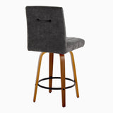 Hannah - 26" Fixed-Height Counter Stool With Swivel And Round Black Metal Footrest (Set of 2) - Walnut Wood