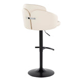 Dahlia - Adjustable Barstool With Swivel (Set of 2) - Black Metal And Cream Faux Leather With Rounded T Footrest