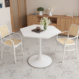 Hexagonal Coffee Table With Printed Marble Top And Base - White Marble