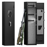 3 - 4 Gun Safe For Rifles And Pistols, Quick Access Password Gun Safe, High Security Metal Rifle Safe Locker With Removable Shelf And 2 Adjustable Gun Slots - Black