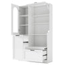 Tall Freestanding Kitchen Pantry Cabinet With Arched Glass Door