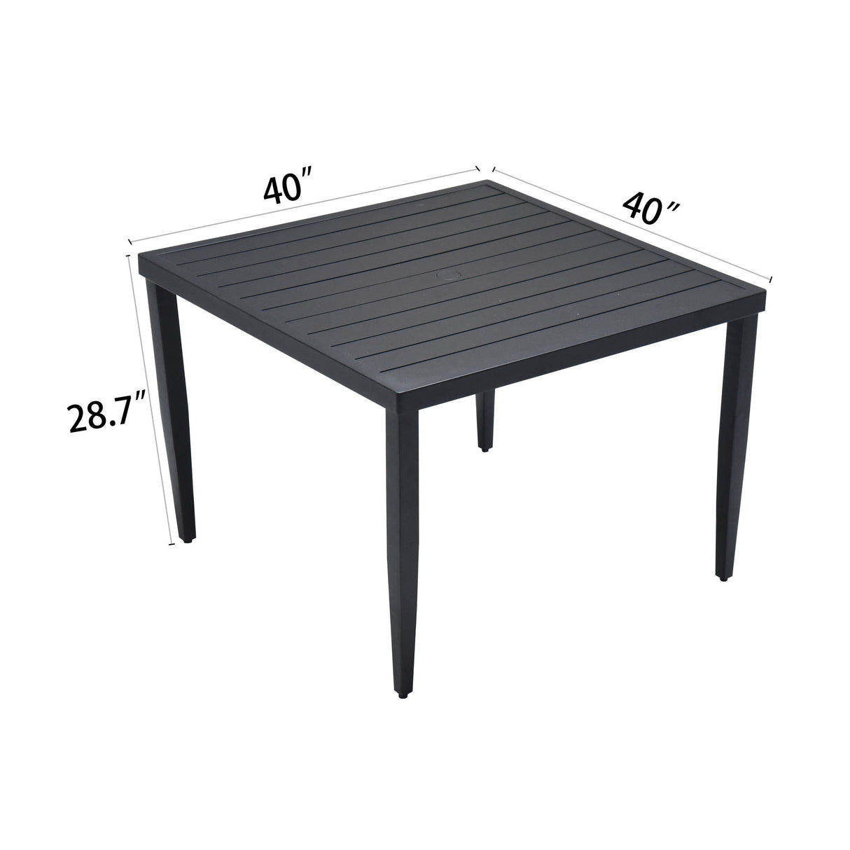 Outdoor Patio Dining Table With Tapered Feet & Umbrella Hole
