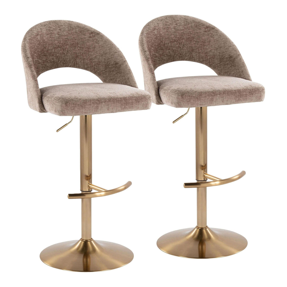 Renee - Adjustable Barstool (Set of 2) - Gold Base