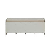 Berci - Bench With Storage - Beige Fabric & White