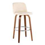 Toriano - 30" Fixed-Height Barstool (Set of 2) - Walnut And Beige