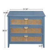 3 Drawer Cabinet, Natural Rattan, American Furniture