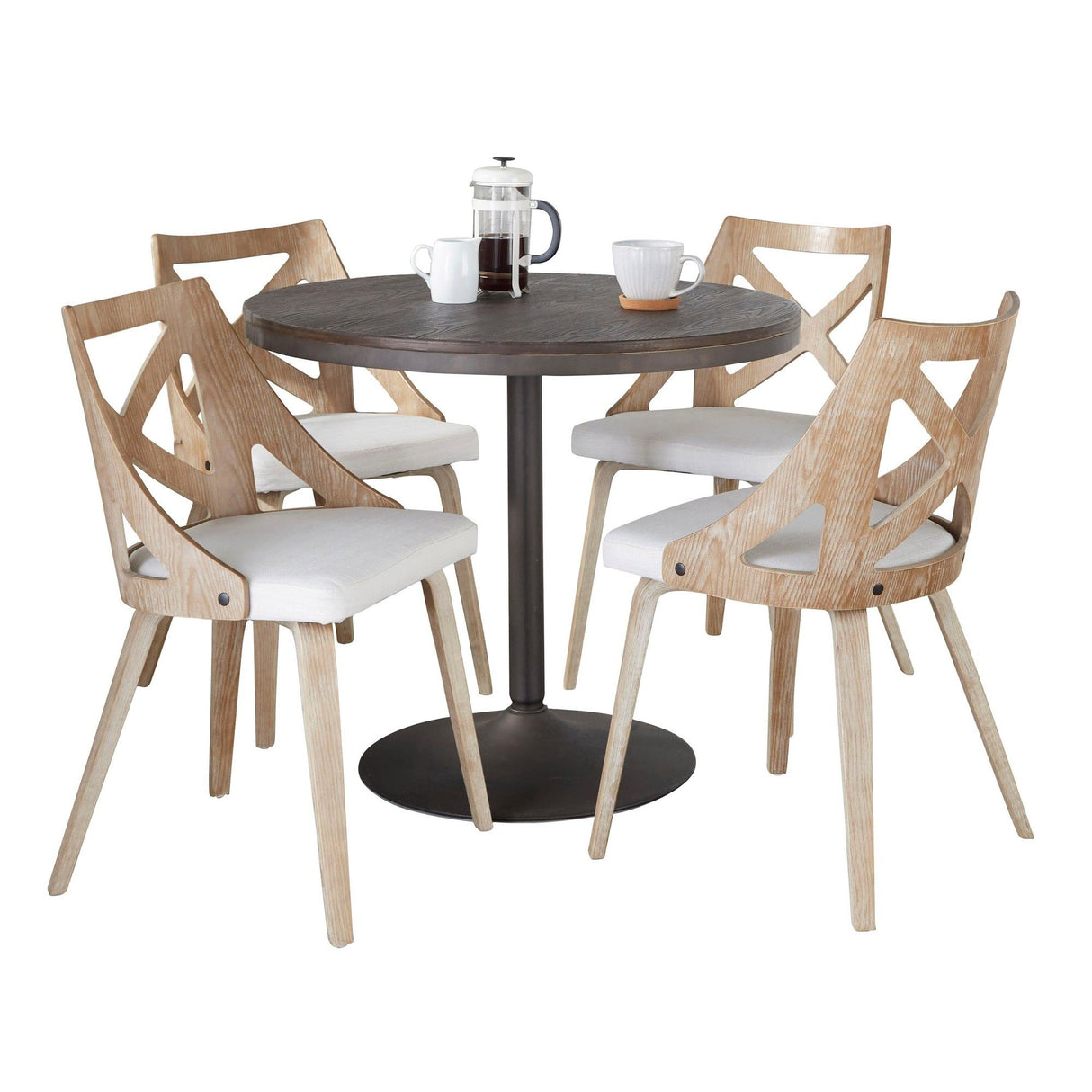 Dakota - Charlotte 5 Piece Dining Set - Antique Metal, Espresso Bamboo
