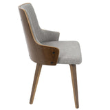 Stella - Mid-Century Modern Dining / Accent Chair (Set of 2) - Walnut Wood With Light Gray Fabric