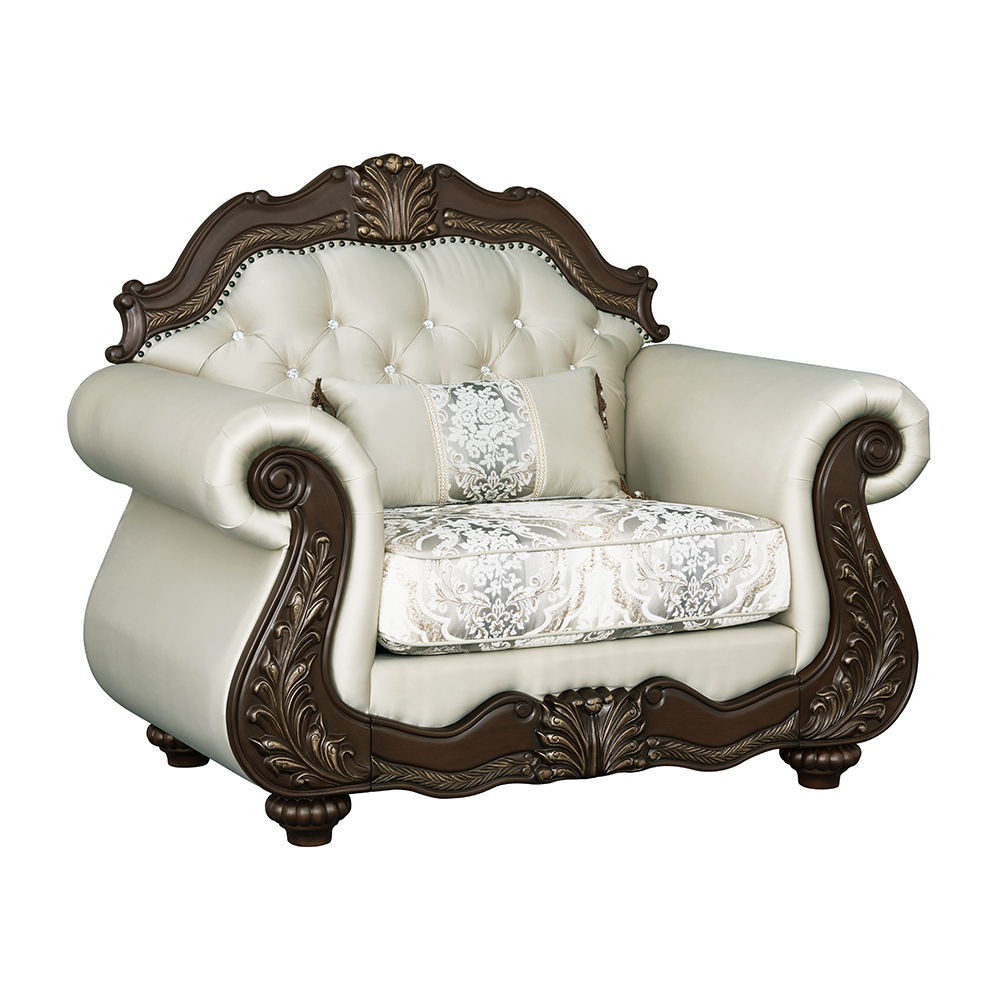 Pierce - Chair With Pillow - Beige Fabric & Cherry