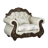 Pierce - Chair With Pillow - Beige Fabric & Cherry