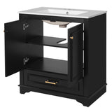 Bathroom Vanity With Sink, Cabinet & 2 Soft Closing Doors & Adjustable Shelf