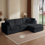 Cloud Sectional Couch, Convertible With Ottoman, 3 Seater Modular Design