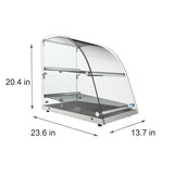 23 in. Commercial Countertop Bakery Display Case with Front Curved Glass and Rear Door, 2.4 cu. ft. DC-2CN.