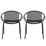 Stackable Outdoor Chairs With Breathable Plastic Backrest (Set of 2)