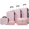 6 Piece Lightweight Hardshell Luggage Set With Double Spinner Wheels, Password Lock