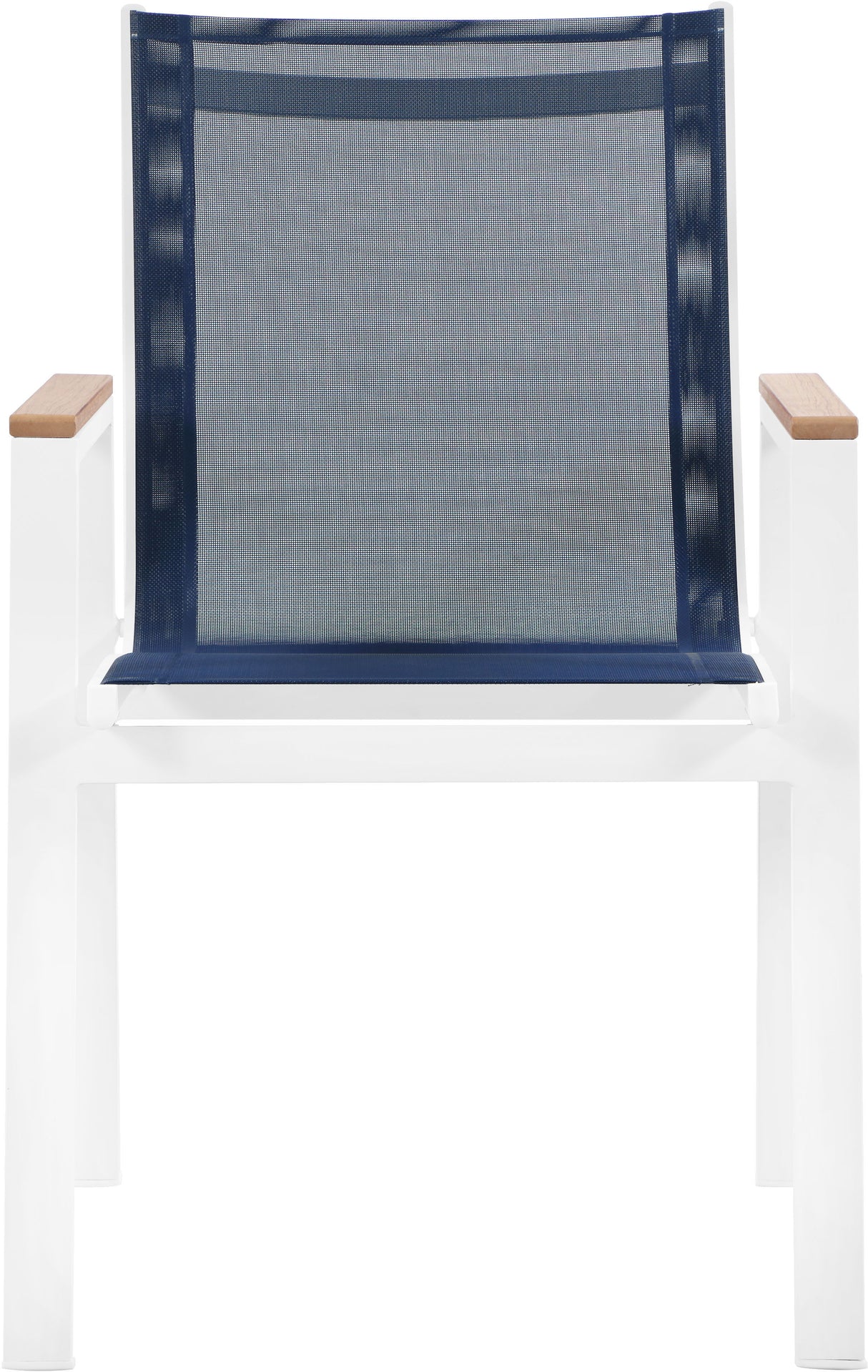 Nizuc - Outdoor Patio Dining Arm Chair With White Frame And Natural Arms (Set of 2)