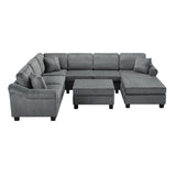 Contemporary U - Shaped Sectional Sofa With Movable Storage Ottoman