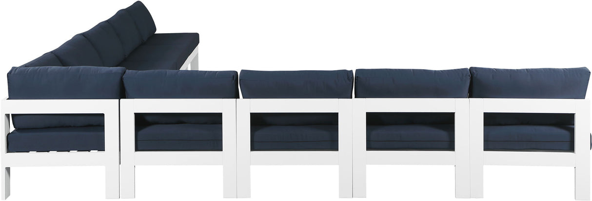 Nizuc - Outdoor Patio 9 Piece Modular Sectional With White Frame