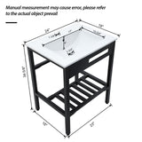 Console Sink With Legs, 24" X 18", Durable Porcela With Frame - White / Black