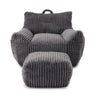 Giant Plush Bean Bag Chair With Armrests And Footstool