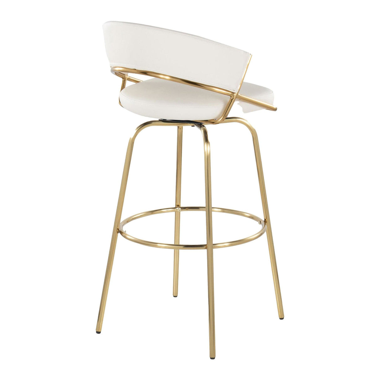 Jie - 30" Fixed-Height Barstool With Swivel - Gold Legs (Set of 2)