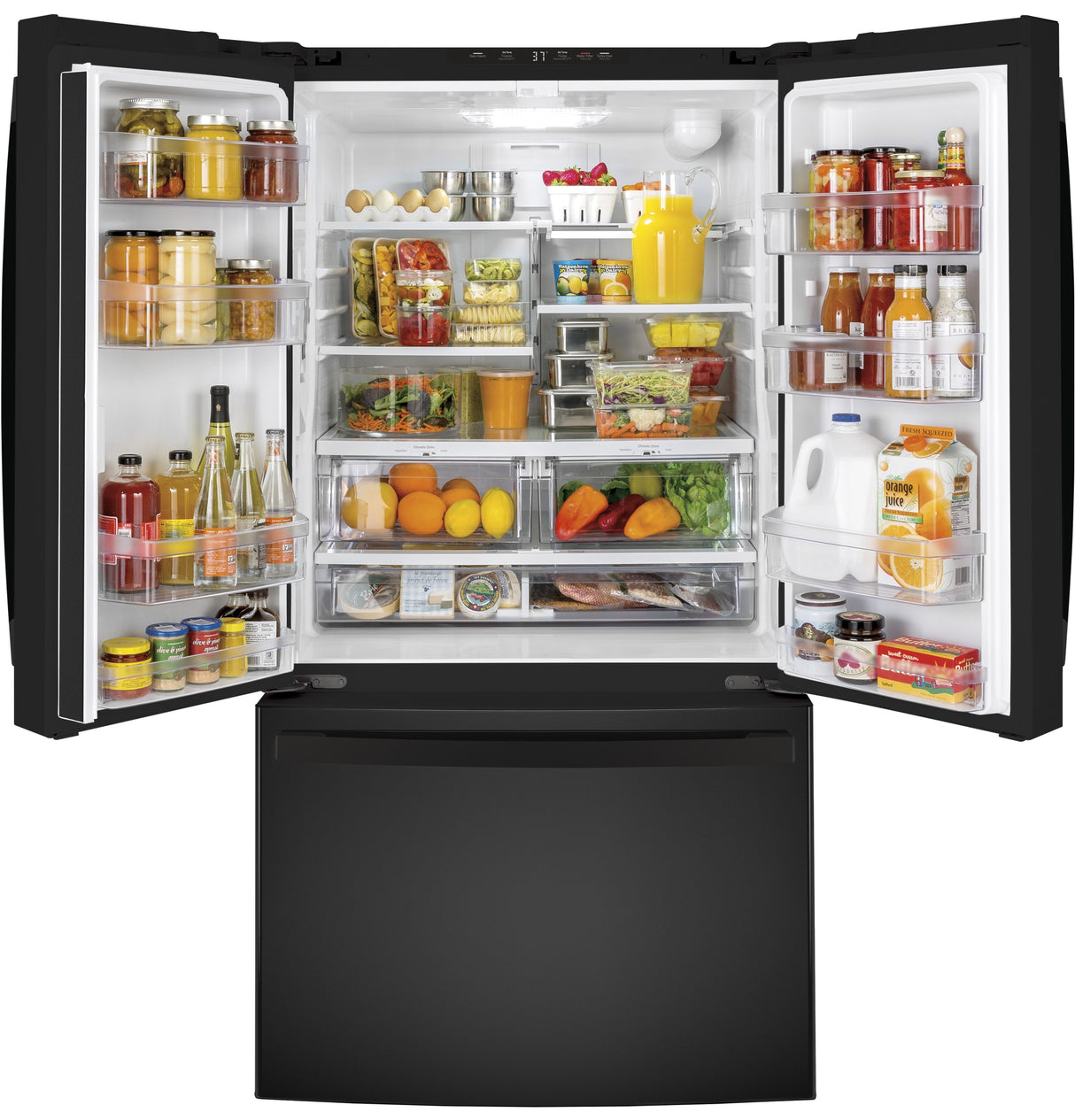 GE GNE27JGMBB - 36 in. 27 cu. ft. French Door Refrigerator with Internal Water Dispenser - Black