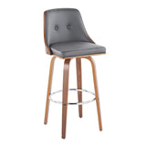 Gianna - 30" Fixed-Height Barstool (Set of 2) - Walnut Wood With Round Footrest