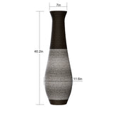 Tall Standing Designer Floor Vase Durable Artificial Rattan Elegant 2 Tone Finish Ideal Decor Accent For Living Room, Bedroom, Entryway Stylish Home Decor Statement Piece - Black / Gray