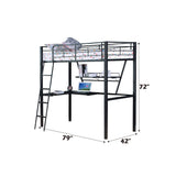 Senon - Twin Loft Bed With Desk - Silver & Black