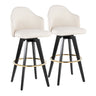Ahoy - Upholstered Fixed-Height Barstool (Set of 2) - Black Base, Gold Footrest