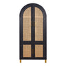 Tall Arched Cabinet With Rattan Doors & Adjustable Shelves