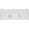 Storage Bench With 3 Shutter-Shaped Doors, Shoe Bench With Removable Cushion And Hidden Storage Space