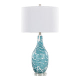 Rocca - 29" Table Lamp (Set of 2) - Sapphire Blue And White Glass, Brushed Nickel, Clear Crystal, And White Linen Shade