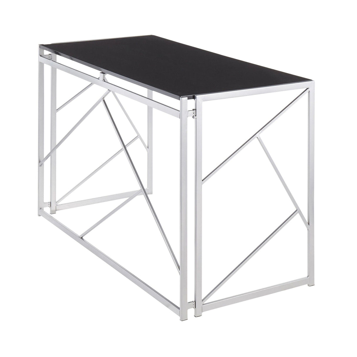 Folia - Contemporary Desk - Silver Metal And Black Wood