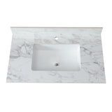 Elegant Bathroom Vanity Top With Rectangular Ceramic Sink And Backsplash