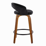 Grotto - 32.5" Upholstered Fixed-Height Counter Stool (Set of 2) - Walnut Wood Base