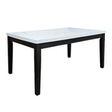 Nolan - Dining Table - White Natural Marble Top & Salvage Dark Oak