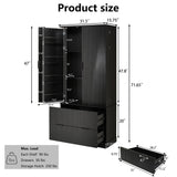 Fluted Kitchen Pantry Cabinet With 2 Large Drawers & 8 Door Spice Rack
