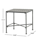 Outdoor Square Side Table With X Shaped Iron Frame - Black