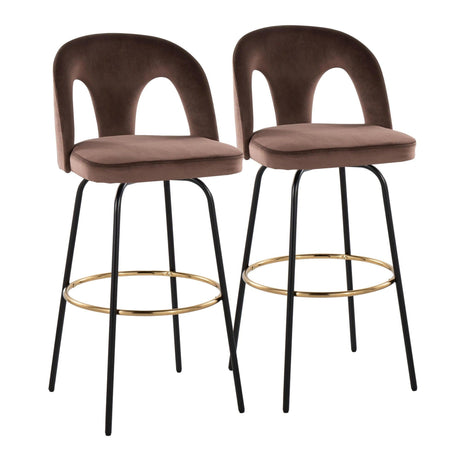Ava - Upholstered Fixed-Height Barstool (Set of 2) - Black Base
