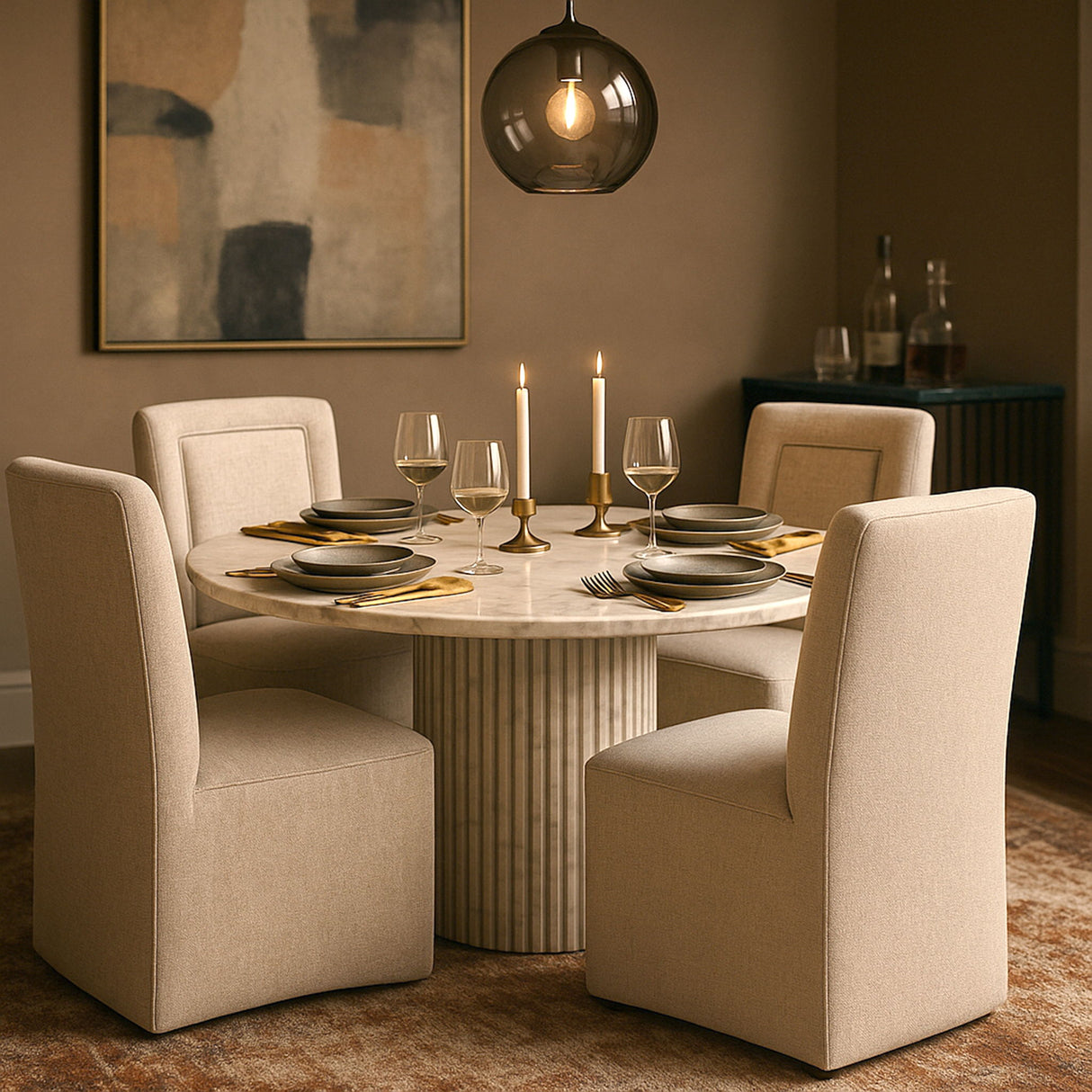 Duvina - Chenille Performance Fabric Dining Chair (Set of 2)