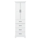 Bathroom Vanity With 2 Damping Hinge Doors, 3 Drawers, Adjustable Shelves - White